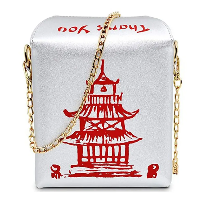 

Women Crossbody Bag Pu Leather Handbag Chinese Tower Print Casual Chain Shoulder Bag Messenger Bags For Girls Lady Totes Bags