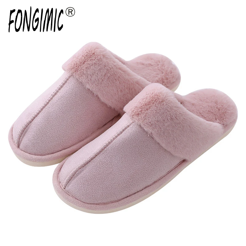 

Women's Models Two-color Stitching Maokou Rubber Adhesive Imitation Rabbit Hair Thickening Warm Winter Cotton Slippers Soft