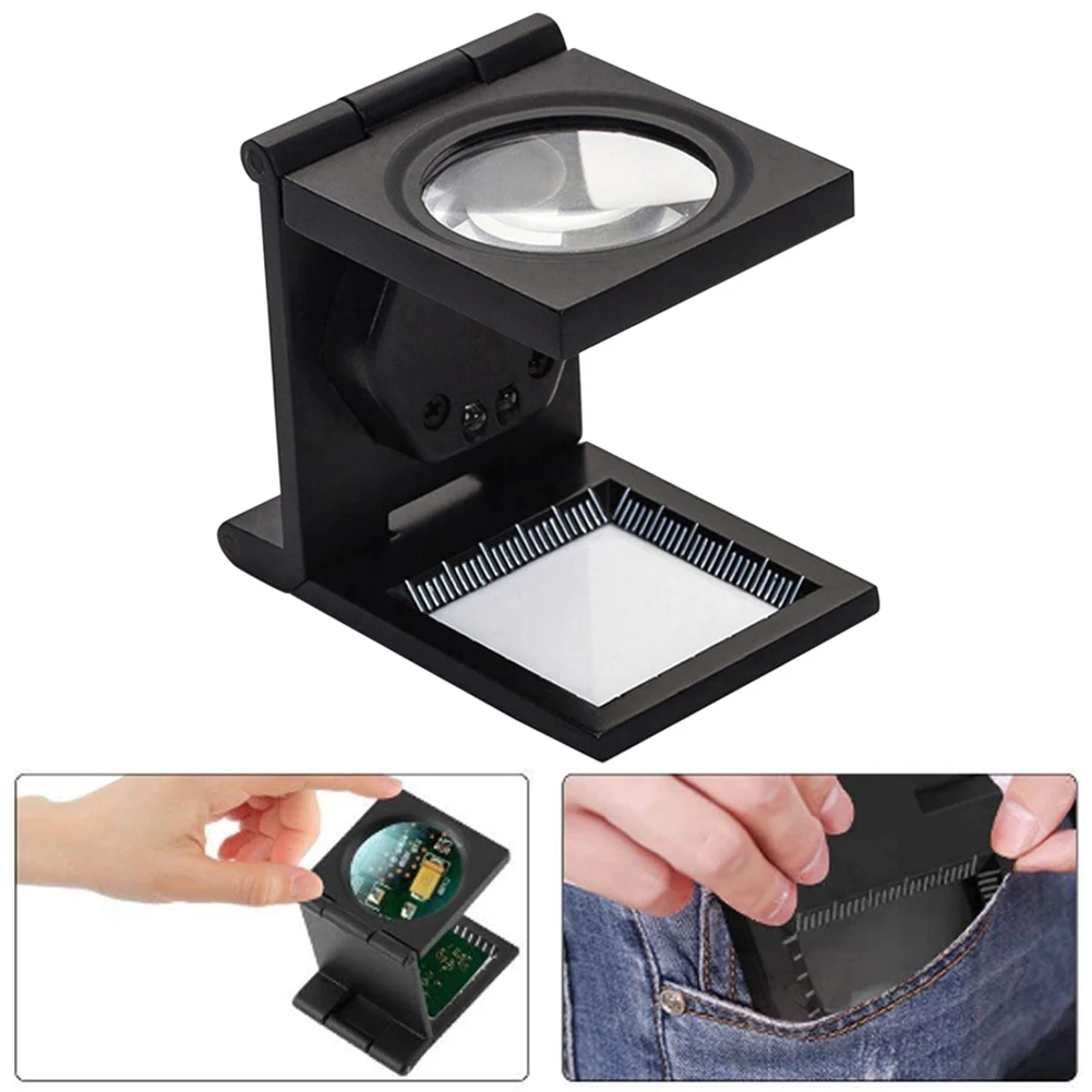 

10X 30X Folding Stand Magnifier Scale Foldable Cloth Magnifying Glass Tool --M25