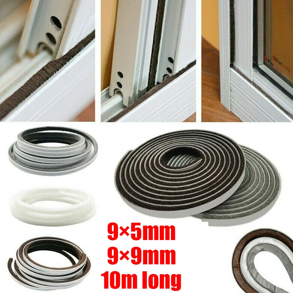

10M Seal Strip Door Gap Draught Excluder Brush Wind-proof Window Pile Seal Film Swal Weather Strip Protector Tape Strip Gaskst