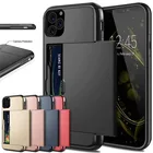 Чехол-Броня вставьте карту чехол для iPhone 12 11 Pro Max 12 мини XS Max XR X 7 8 плюс Чехол с отделением для карт, яркие цвета, ударопрочный корпус