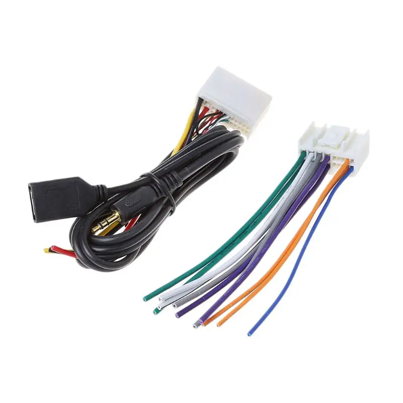 

2021 New Car Stereo Wiring Harness Adapter Kit With USB&AUX Plug Extension Wire