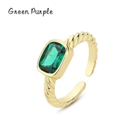 real s925 sterling silver green zirconia twist spiral female finger ring for women adjustable rings party fine jewelry