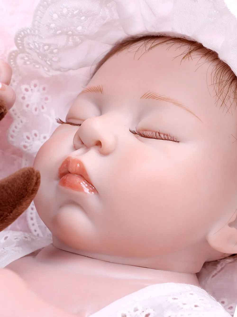 48 см 19 ''закрытыми глазами для новорожденных Reborn Baby Doll все силиконовая