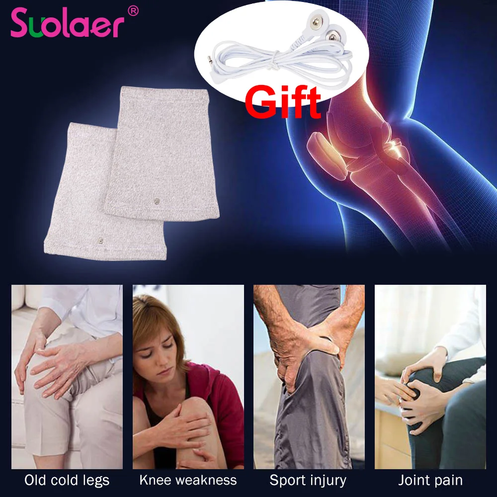1 пара Проводящий волоконный электрод наколенники Массажер Акупунктура