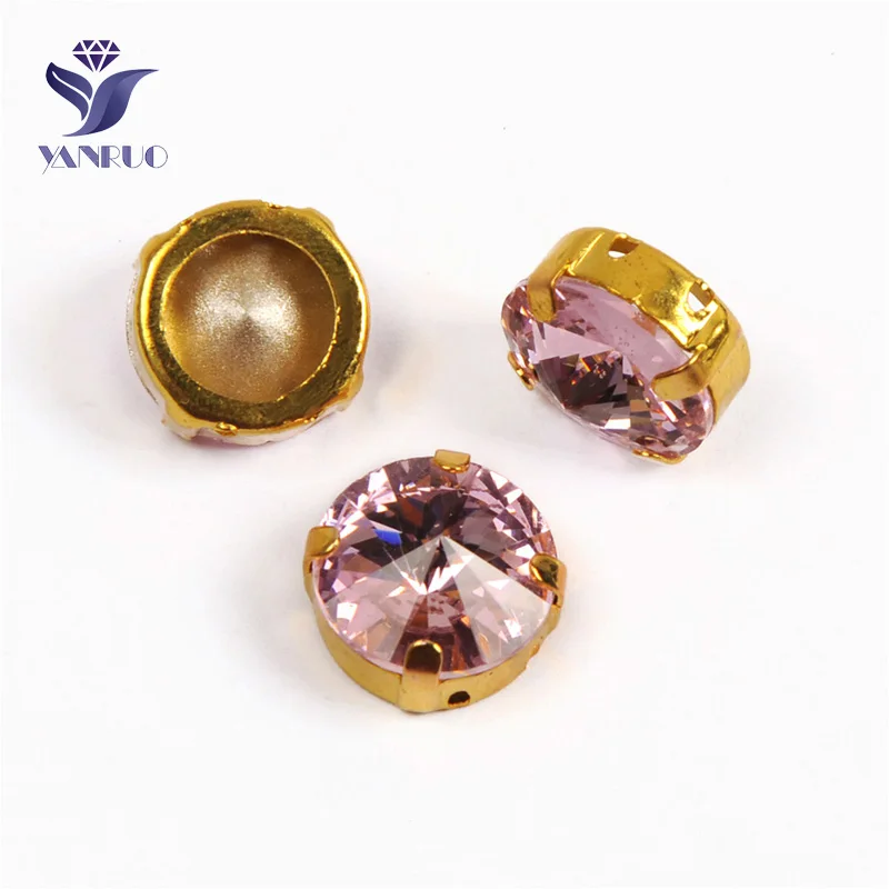 Light Rose Yanruo 1122 стакан Rivoli Strass хрустальные маскарадные камни металлическая установка DIY заостренный назад пришить стразы для поделок - Цвет: Light Rose