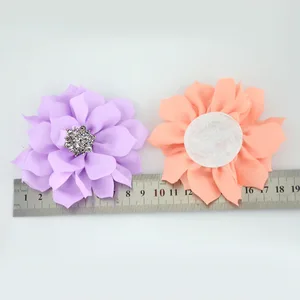 Nishine 20 шт.лот ткань цветок лотоса со стразами пуговицы для детей женщин DIY аксессуары для волос цветок украшение Вечерние