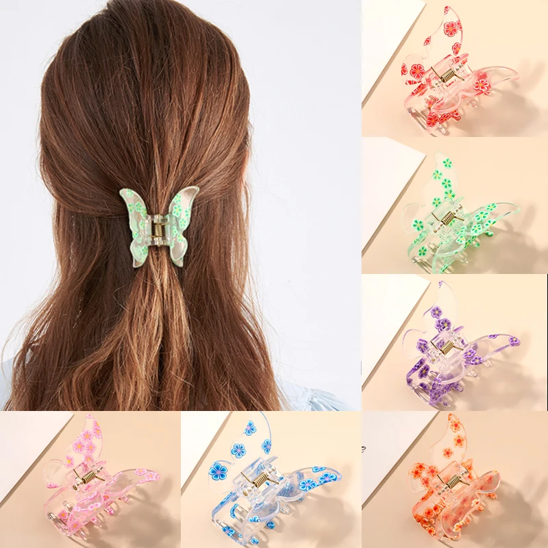 

Hot Acrylic Butterfly Hair Claw For Women Girls Hair Accessories Scrub Black Hair Claw Clips Crab For Hair Simple Hair Clamps