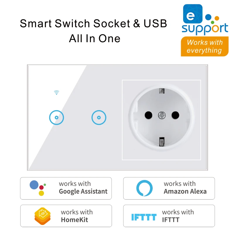 WiFi стандарт ЕС розетка с USB и смарт-переключатель 1 2 3 банды настенный сенсорный