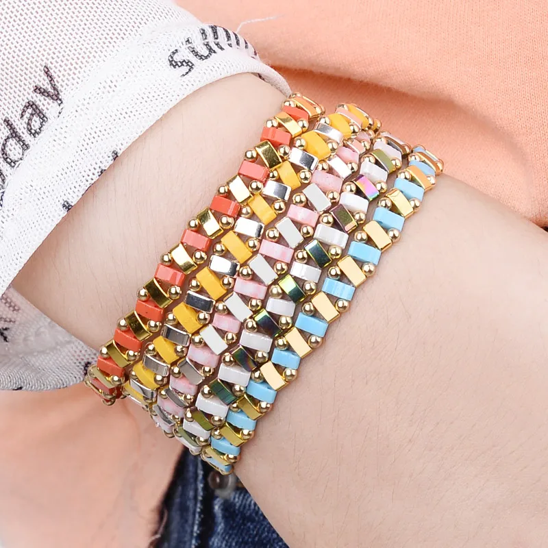 BOJIU Boho разноцветные Миюки Тила бусины браслеты для женщин летние пляжные