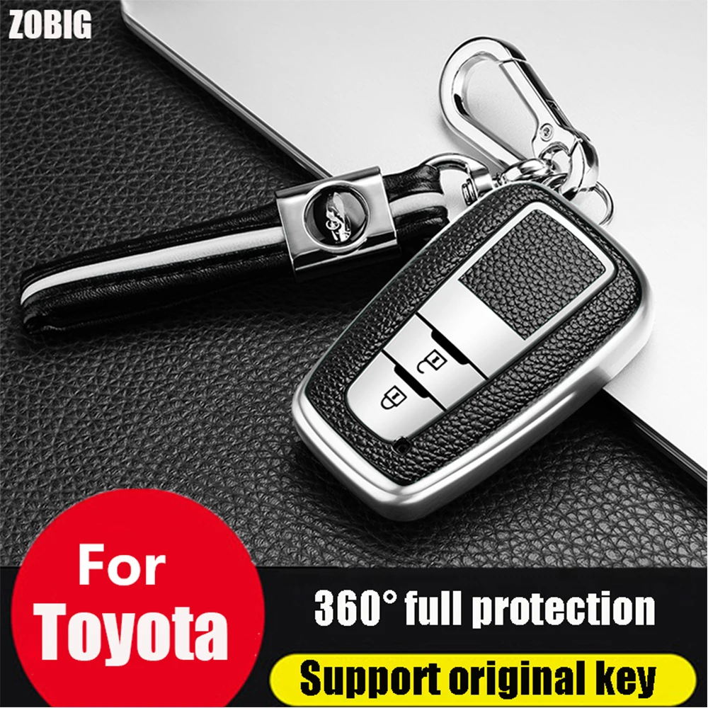 

ZOBIG Soft Smart keyless Remote Key Fob case Cover Shell Keychain for 2018 2019 2020 Toyota Camry RAV4 Avalon C-HR Prius Corolla