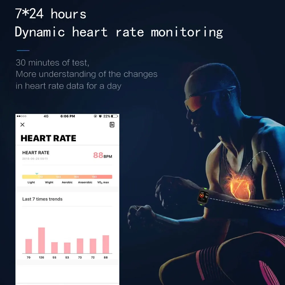 Умные часы P68 band IP68 Водонепроницаемые умные с динамическим пульсометром и