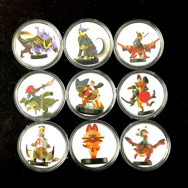 

9pcs Monster Hunter Rise Amxxbo NFC Amibo Tag Resent Tiger Dragon Ailu Cat NS Game Reward Card NFC cards NTAG215 For NS Switch