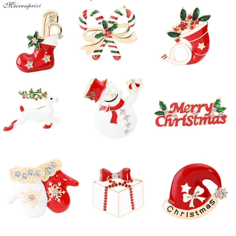 

2019 Latest Christmas Theme Brooch Pin Cute Design Brooch Denim Cloth Hat Decoration Best Friend Christmas Gift Eleven Optional