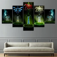 5 pieces game poster the zelda sword wall art poster decoration oil painting canvas painting for home decor background