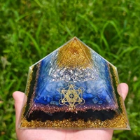 orgone pyramid energy generator for healing throat chakra amazonite blue apatite aquamarine orgonite pyramid for emf protection