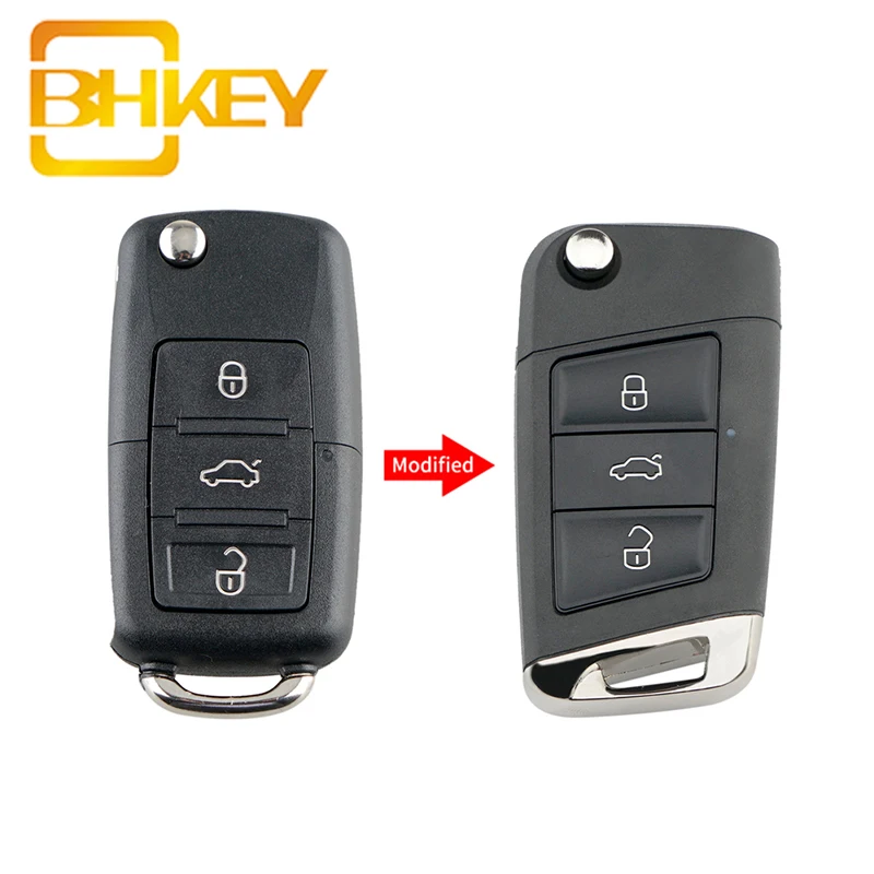 BHKEY для VW ключ оболочка 3 кнопки Автомобильный Брелок дистанционного управления с