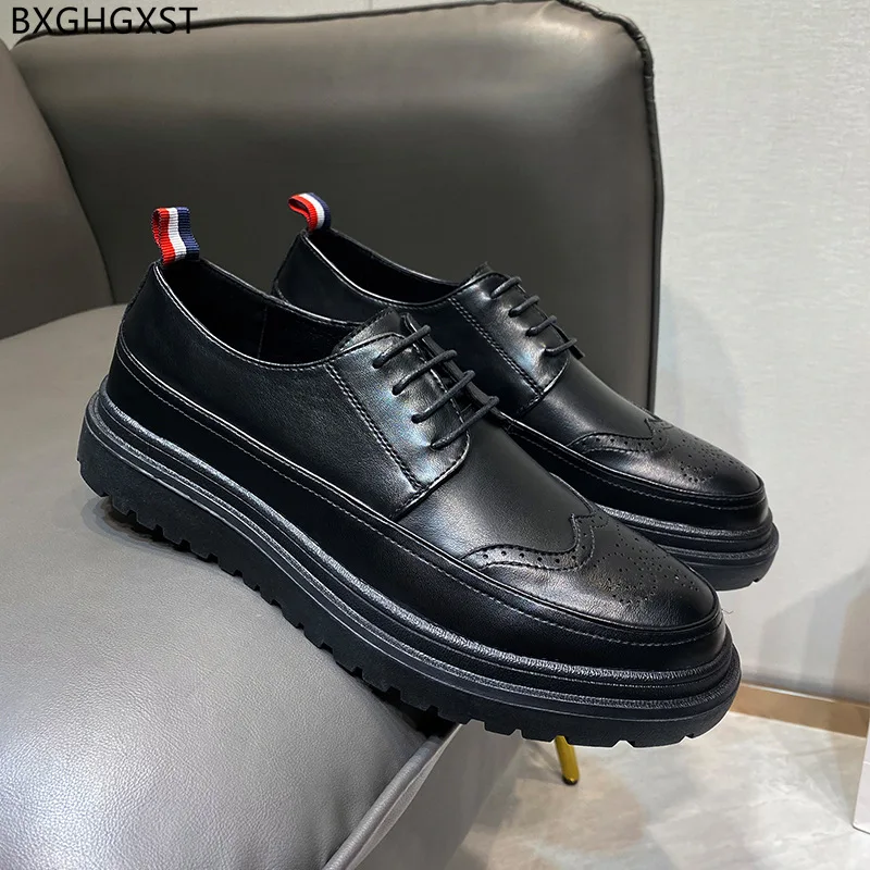 

Brogue Dress Shoes Leather Oxford Elegant Shoes for Men Office 2023 Black Casual Business Shoes Men Los Zapatos De Los Hombres