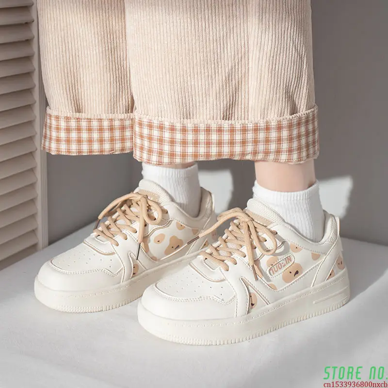 

Women Sports Kawaii Shoes Sneakers Platform White Anime Spring Tennis Lolita Flat Vulcanize Running Korean Rubber Sole Trainers