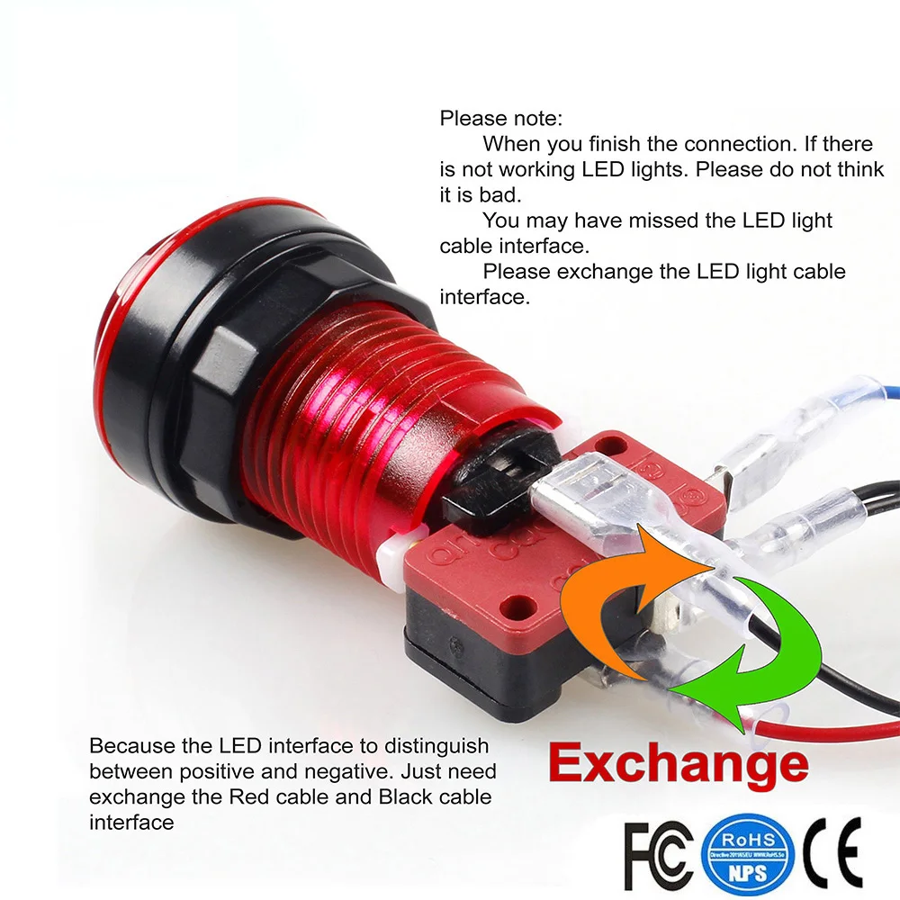 10x Новый светодиодный подсветка аркадная Кнопка Mame Multicade выбор 5 цветов|Игры с