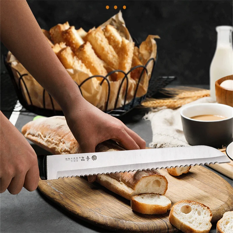 8-дюймовый нож для хлеба Инструменты выпечки торта из нержавеющей стали зубчатый