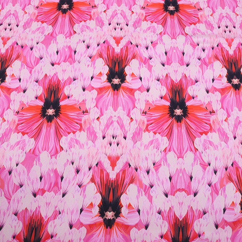 140 см Широкий на заказ весна-лето розовая шелковая цифровая картина эластичная