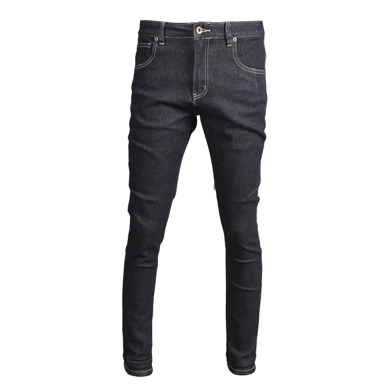 

2021 Fashion Pure Blue Jeans Men Casual Stretch Slim Fit Pencil Pants
