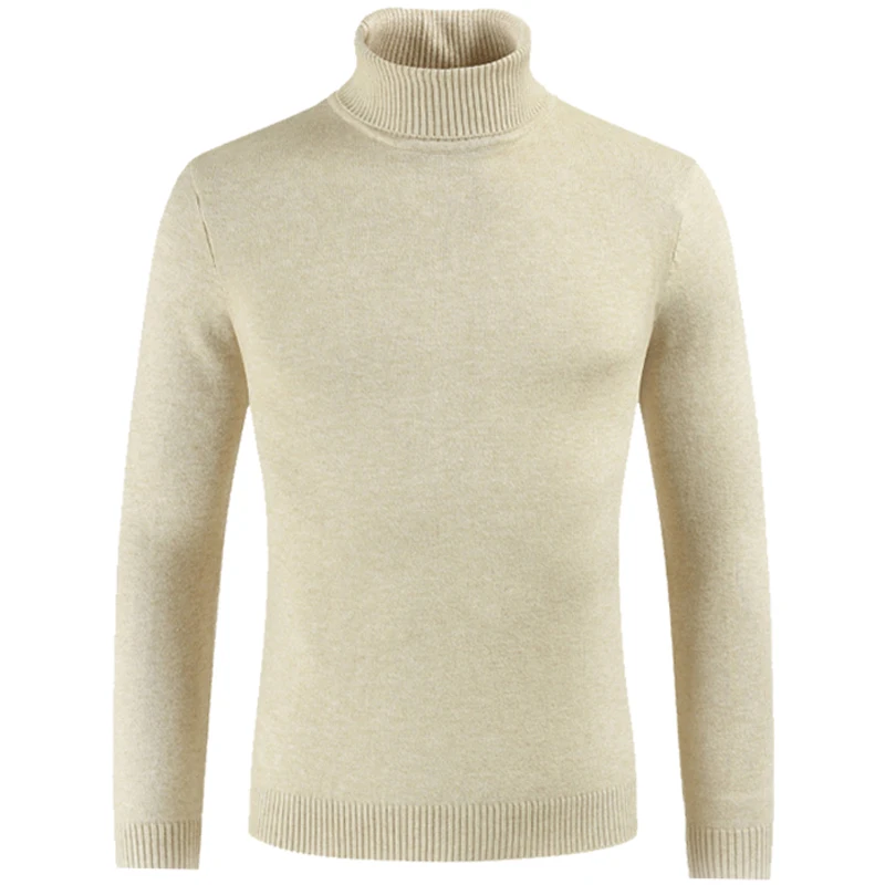 Мужской свитер с высоким воротником белый трикотажный пуловер Рождественский