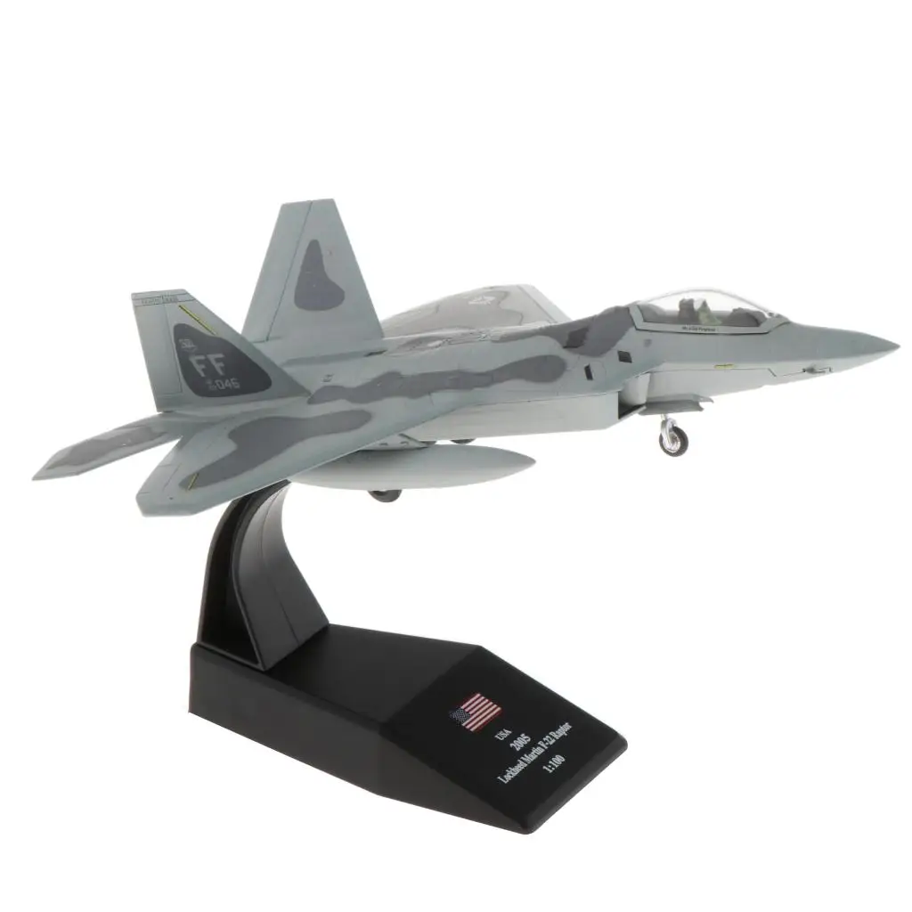 

1/100th Diecast Alloy American F-22 Fighter Raptor Aircraft Model W/ Stand