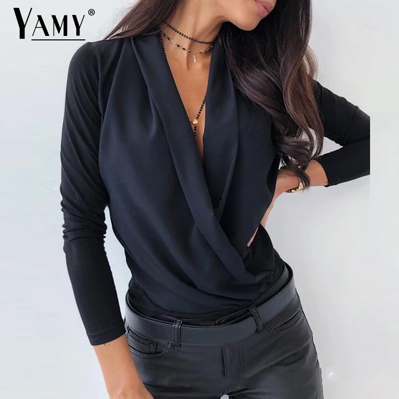 Элегантные женские топы и блузки размера плюс Корейская блузка с v образным