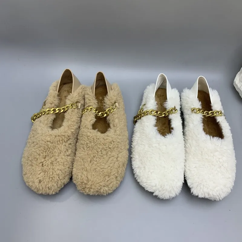 

Туфли женские с закрытым носком, повседневные кроссовки, лоферы, меховое платье, на шнуровке, Осень-зима 2021