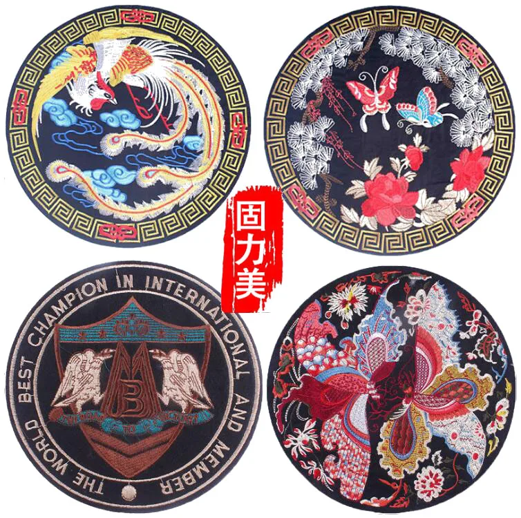 2 шт. круглая нашивка большого размера с вышивкой цветов бабочек птиц|Заплатки| |