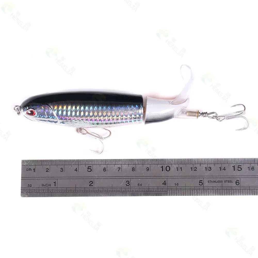 HENGJIA 25cm 37g Whopper Pencil Popper Topwater Fishing Lure Artificial Bait Hard Soft Rotating Tail Tackle | Спорт и развлечения