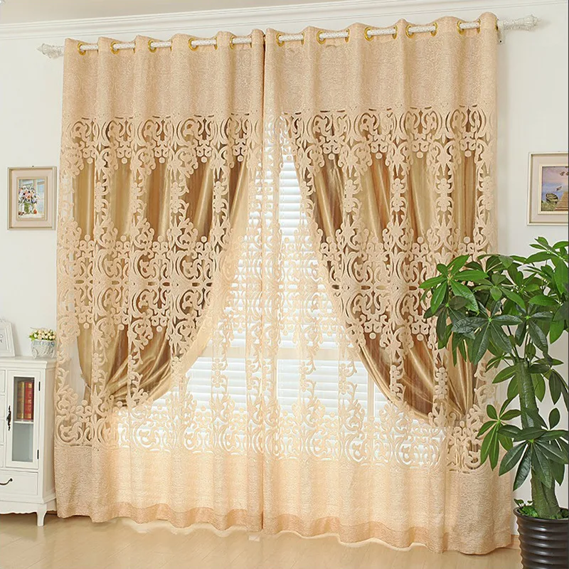 Высококачественные золотые жаккардовые Оконные Занавески для стола двойные