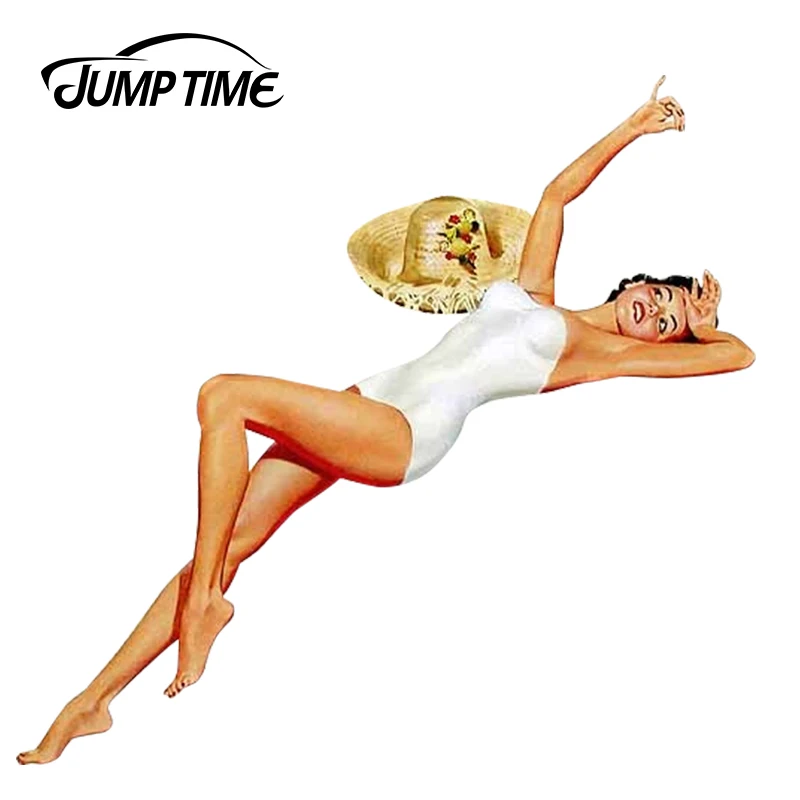 

JumpTime 13cm x 12.1cm Car Styling Sexy Pinup Girl Vintage Decal JDM Car Waterproof Bumper Windows Stickers