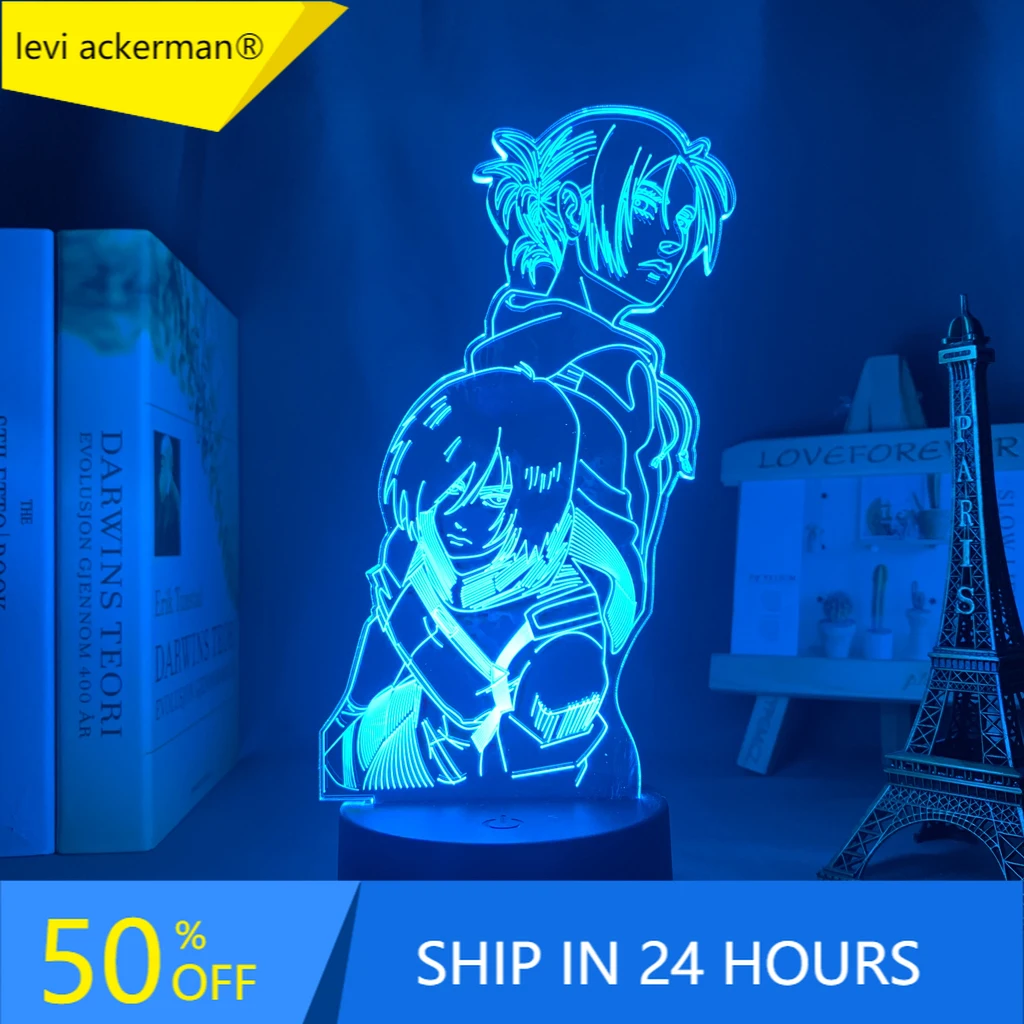 

Anime Attack on Titan 3d Lamp Annie Leonhart Light for Bedroom Decoration Kids Gift Attack on Titan LED Night Light Mikasa
