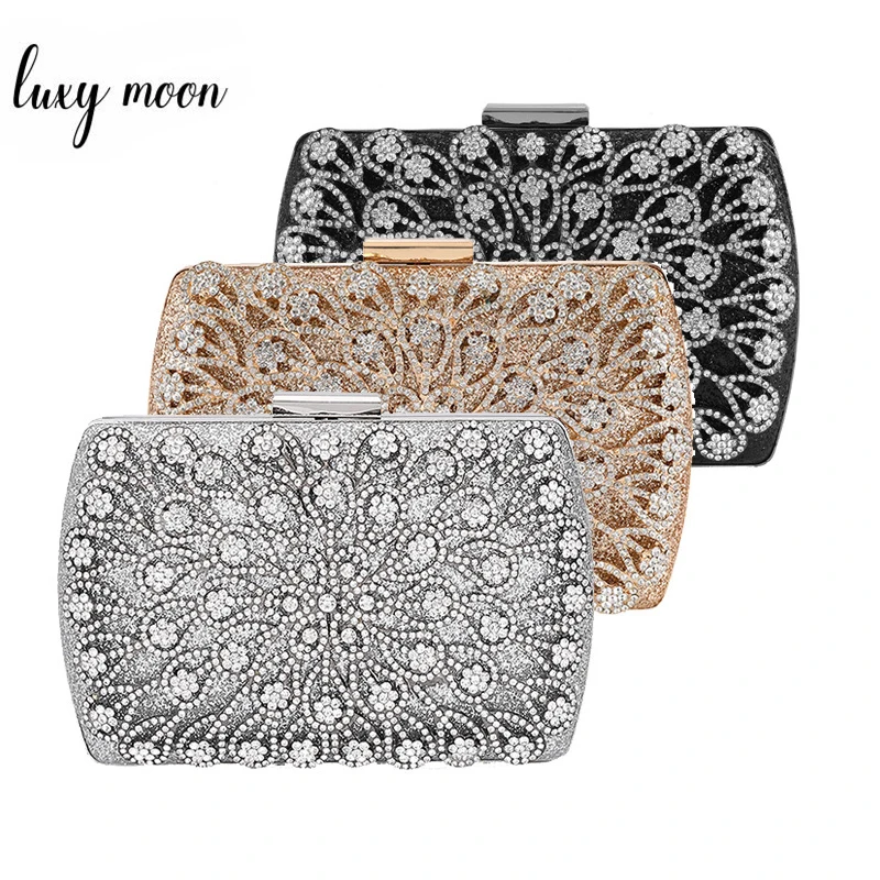 Женский Серебристый клатч с кристаллами роскошная дамская сумочка со стразами