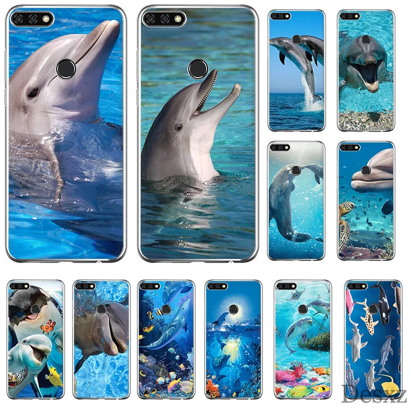 Чехол для мобильного телефона Huawei Honor 7A 7C 7X 6A 8 8X 8C 9 9X View 20 Note 10 Lite Cover Ocean Dolphin Dance