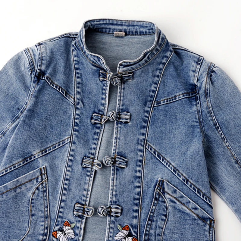 Spring 2021 New Embroidered Stretch Denim Jacket Women Short Jackets Cardigan Basic Plus Size Female Bomber Trend |