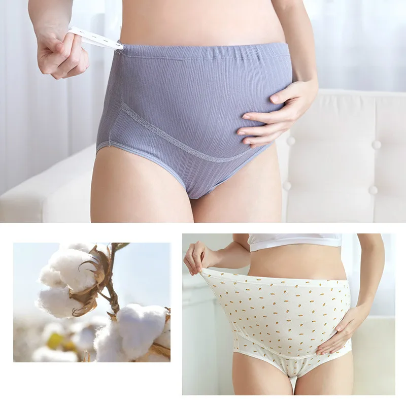 Bragas de maternidad de algod&oacute;n para mujeres embarazadas, ropa interior de vientre ajustable de cintura alta, de talla grande-2