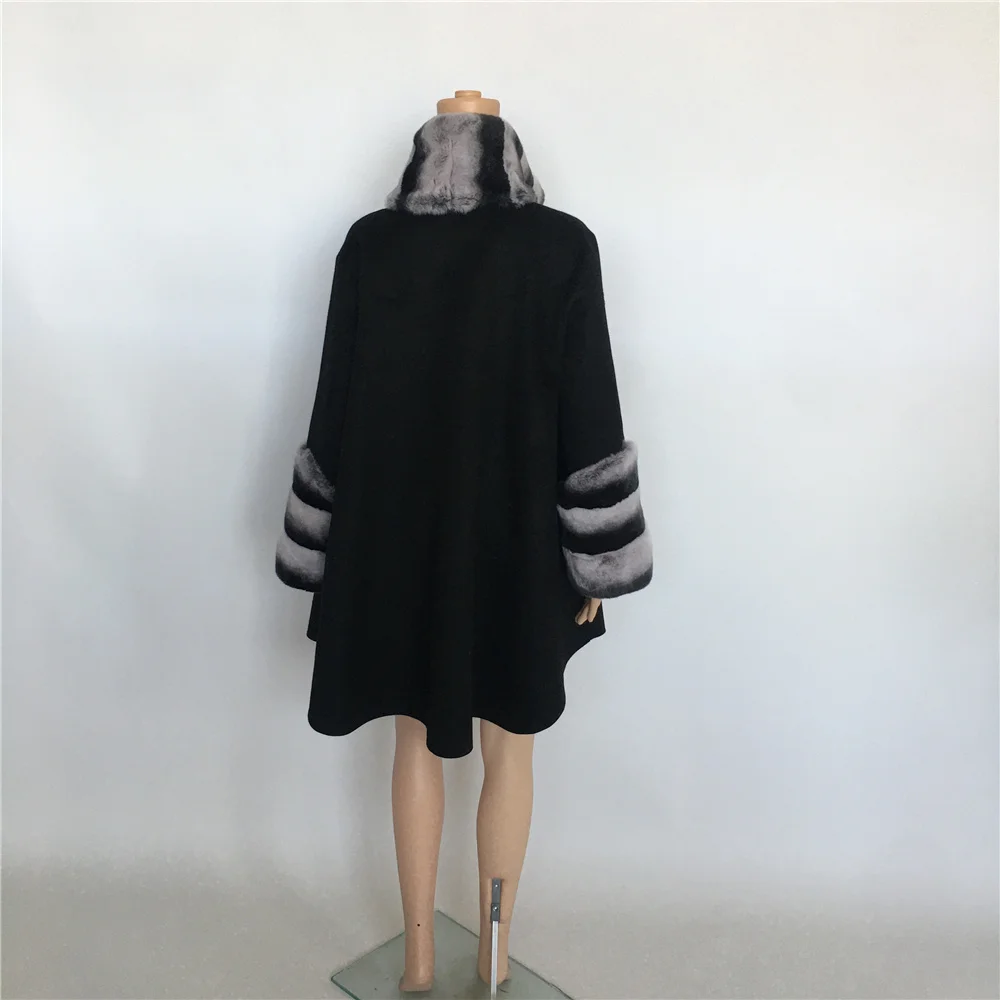 Женское длинное шерстяное пальто ручной работы из 100%-ной шерсти с воротником