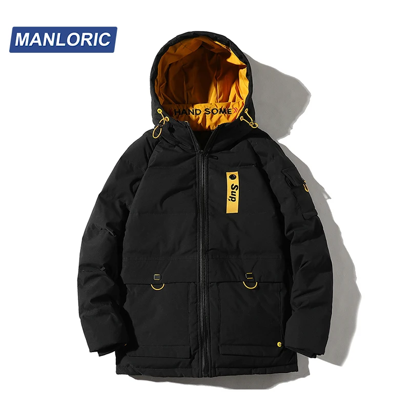 

MANLORIC Solid Hooded Pockets Men's Winter Down Jacket Regular 90% White Duck Down Thick Warm Casual Down Coat Outdoor