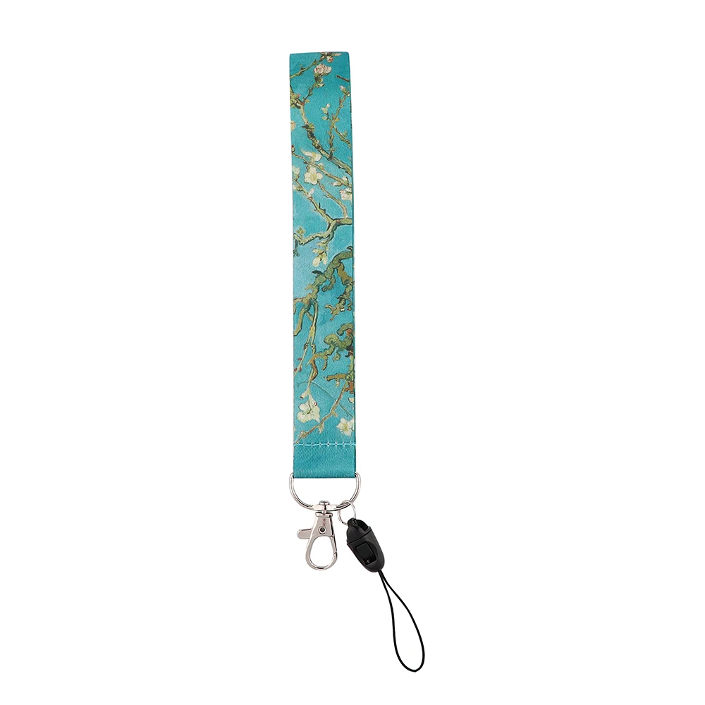 

1pcs ZF3167 Van Gogh Almond Blossom Art Short Lanyard Key Chain Lanyard For Phone USB Badge Holder Necklace