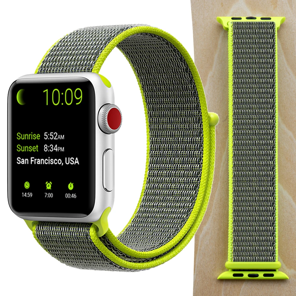 Высококачественный нейлоновый спортивный ремешок для Apple Watch, ремешок 44 мм, серия 5, 4, 3, 2, 1, дышащий тканый ремешок 42 мм, iwatch 40 мм, 38 мм - Цвет ремешка: Flash