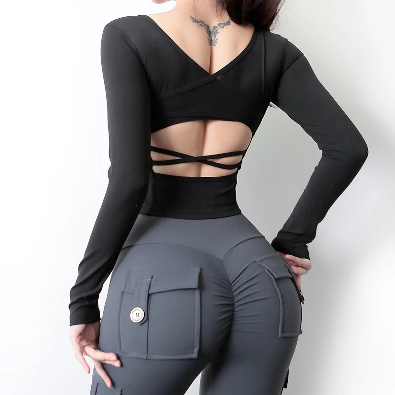 Сетчатые спортивные топы для спортзала женская одежда с длинным рукавом бега и