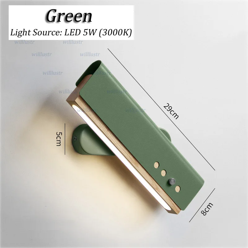 Green Современный светодиодный настенный светильник деревянный железобетон отельный Ресторан Бар крыльцо фойе корридер для коридора прикроватный желтый зеленый минималистичный светильник - Цвет абажура: Green