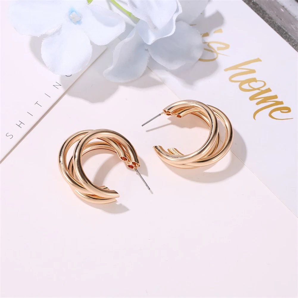 

2021 Fashion Vintage Geometric Alloy Hoop Earrings Statement Women's Multilayer Circle Metal Drop Earrings Jewelry Accessories