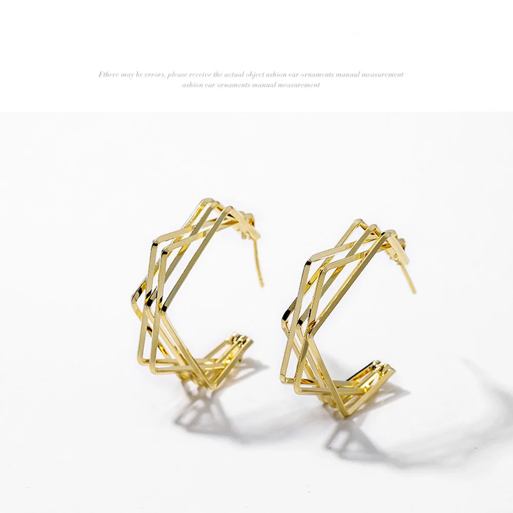 

In 2021, The European And American Pop Multilayer Geometric Ms Six-Pointed Star Earrings Temperament Elegant Jewelry Gifts