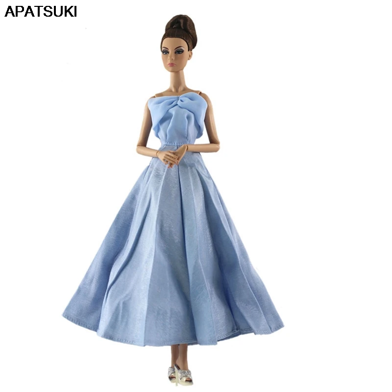 Blue Off Shoulder Dress for Barbie Doll Clothes Outfit Dresses 1/6 BJD Girl Gift Kid Toy Dollhouse Accessories | Игрушки и хобби