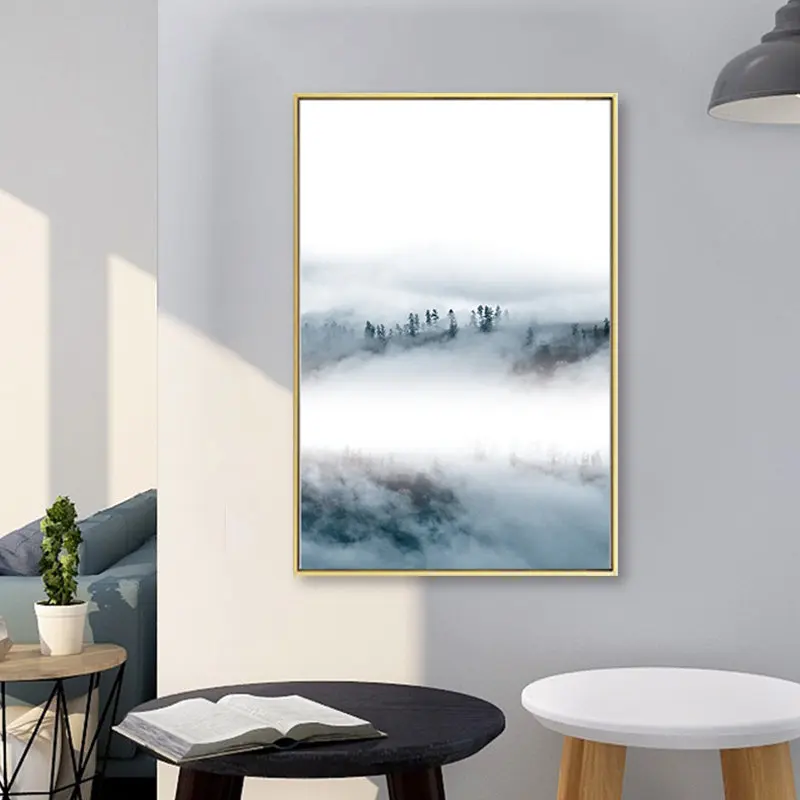 

Nature Mountain Foggy Ocean Landscape Canvas Wall Art Print Painting Scandinavian Poster Nordic Decorative Picture Home Decor